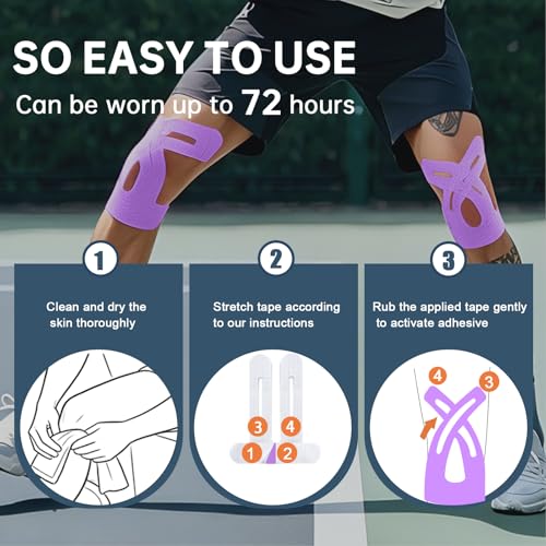 Precut Kinesiology Tape for Knees, 10 Pcs, Purple - color: Purple, size: 10 Pcs