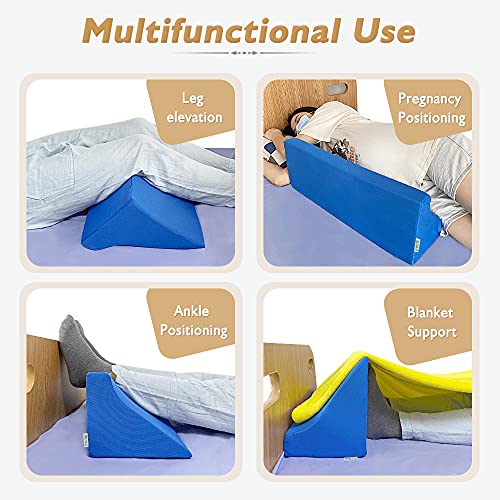 Wedge Pillow for Side Sleeping 30 Degree Foam Wedges for Positioning in Bed - color: Blue