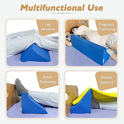 Wedge Pillow for Side Sleeping 30 Degree Foam Wedges for Positioning in Bed - color: Blue