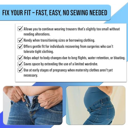 6Pcs Pants/Trouser Button Extenders - Elastic Adjustable Waist, No Sewing - size: 6 Pack - Cotton Set