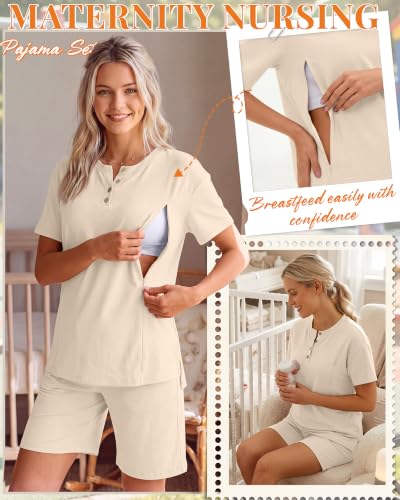 Maternity Nursing Pajama Set - color: Apricot, size: XX-Large
