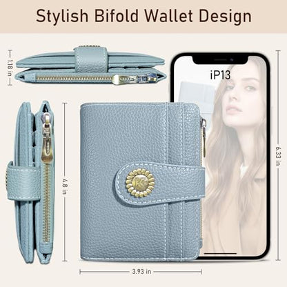 Kelvoris Small Rfid Women Wallet Bifold Zipper Coin Pocket Blue - color: A Blue