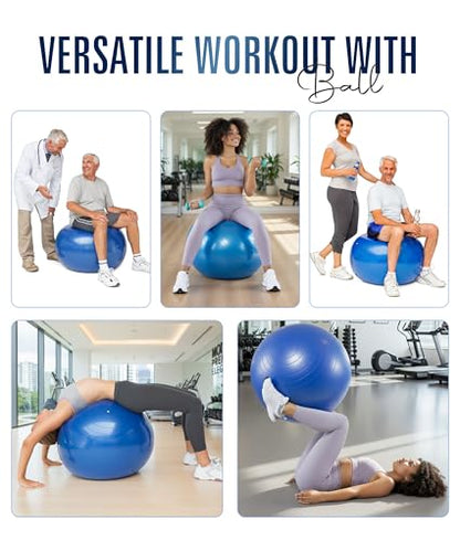 ROMIX Exercise Ball, Anti-Burst Yoga and Birthing Ball with Pump, Home Use - color: Blue