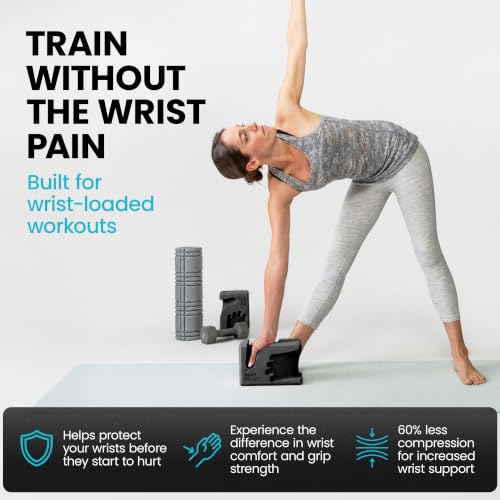 WRISTBuddy® Yoga Blocks 2 Pack, High Density Non-Slip, Hand-Shaped Design - color: Black
