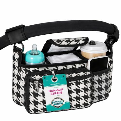 Swanoo Slip-Proof Stroller Caddy Organizer with Non-Slip Straps - color: Houndstooth