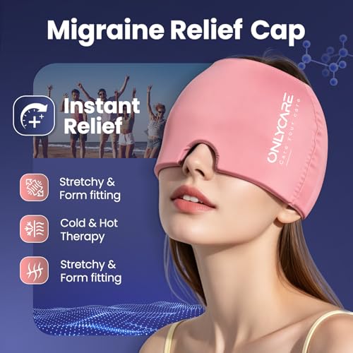 ONLYCARE Migraine Relief Cap, Headache Relief Cold Cap for Migraine Relief - color: Pink