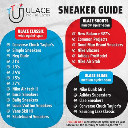uLace Classic No-Tie Shoelaces - Elastic Shoe Laces for Sneakers - 14 Laces - color: Rainbow