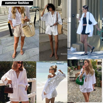 Zeagoo Womens Button Down Shirts Long Sleeve Casual Cotton Gauze Tops - color: Aa-white, size: Medium