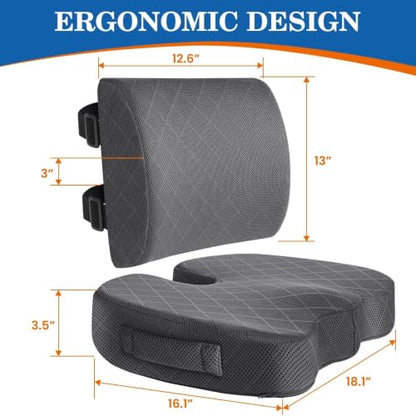 Back&Seat Cushion, Chair Cushions, Lumbar Back Support Pillow, Grey/X-Large - color: Grey, size: X-Large