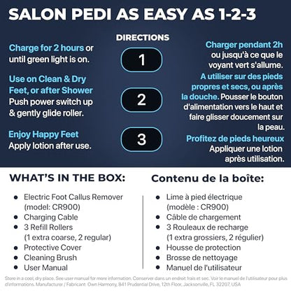 Own Harmony Electric Callus Remover - Rechargeable Foot File Pedicure Tool - color: Gray