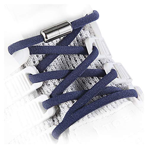 anan520 Elastic No Tie Shoe Laces For Adults,Kids,Elderly,System With Elastic Shoe Laces(2 Pairs) - color: Navy Blue