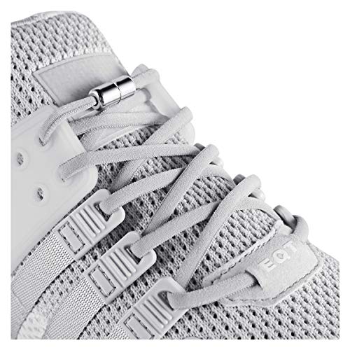anan520 Elastic No Tie Shoe Laces For Adults,Kids,Elderly,System With Elastic Shoe Laces(2 Pairs) - color: Grey