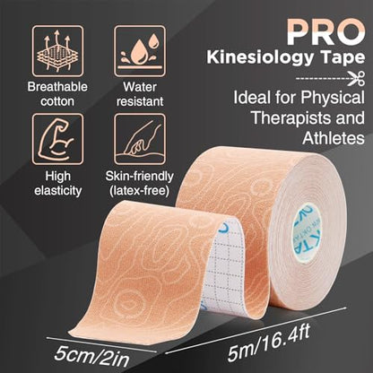 OK TAPE PRO Kinesiology Tape Uncut Roll Bulk, Elastic Physical Therapy Tape - color: Mixed, size: 4 pack