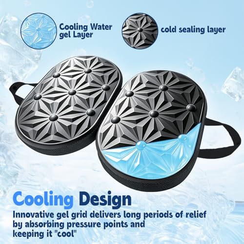 Foldable Cooling Gel Memory Foam Seat Cushion for Outdoor & Stadium Use - color: Black Leather