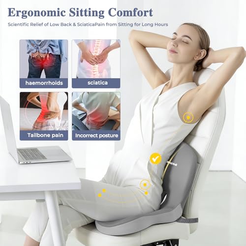 Car Seat Cushion with Lumbar Support Pillow, Seat Cushion for Driving - color: Light Gray