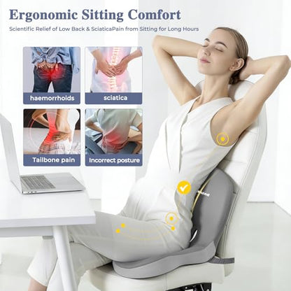 Car Seat Cushion with Lumbar Support Pillow, Seat Cushion for Driving - color: Light Gray