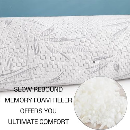 WhatsBedding Memory Foam Body Pillow with Cover, Long Bed Pillow for Adults - color: Grey Leaf