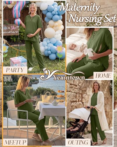 Women Maternity Nursing Set - color: Army Green, size: XX-Large