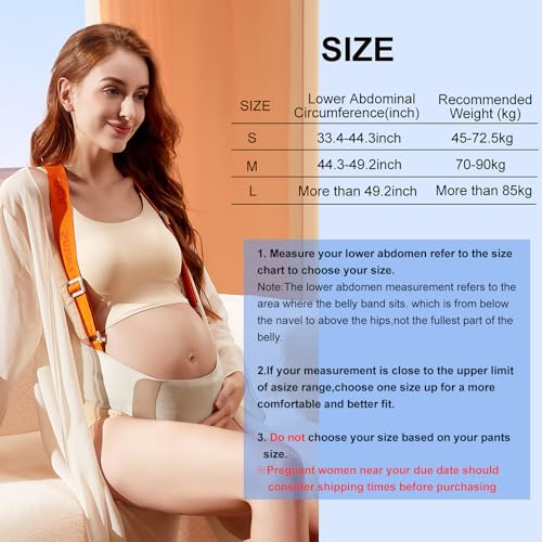 Maternity Belly Band with Shoulder Straps - Breathable Pregnancy Support Belt for Lower Back & Pelvic Pain Relief - Adjustable Abdominal Binder for Walking, Exercise & Work (Grey-Small)