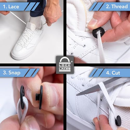 Lock Laces Flat No Tie Elastic Shoelaces for Casual & Fashion Shoes - color: Light Gray