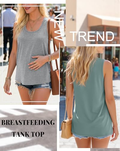 Ficerd 3 Pack Women's Nursing Tank Tops - color: Black, Light Gray, Gray Green, size: Small