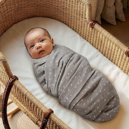 Muslin Swaddle Blankets for Newborn, Cotton Receiving Blanket - color: Grey Animals