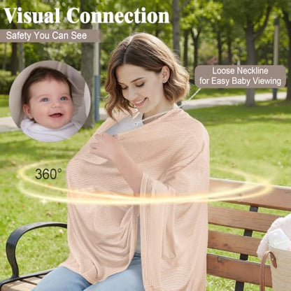 Basumee Nursing Cover for Breastfeeding Breathable Mesh 360 Full Privacy - color: Warm Oatmeal, size: 1 Pack