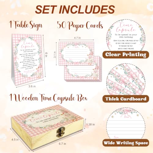 Baby Time Capsule Box Kit, Goose Pink Bows Time Capsule Cards (B02) - style: Goose Pink Bows