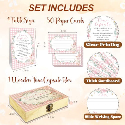 Baby Time Capsule Box Kit, Goose Pink Bows Time Capsule Cards (B02) - style: Goose Pink Bows