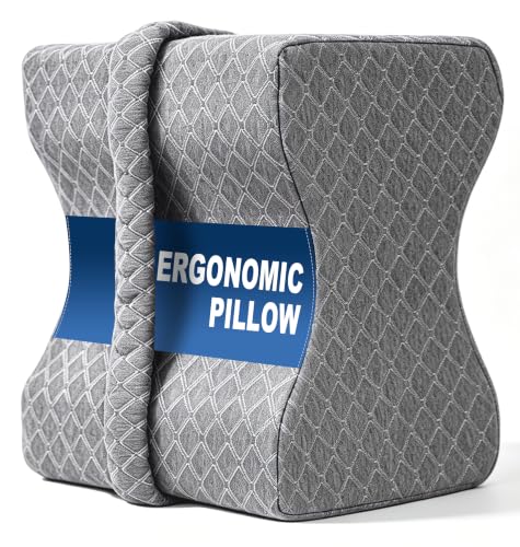 UJPFEO Knee Pillow for Side Sleepers, Leg Pillow for Sciatica, Back,HIPS,Knees,Joints Pain Relief,Pillows for Between Legs While Sleeping Spine Alignment Support & Relieves Pressure - color: Gray