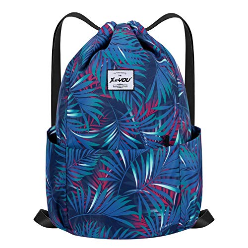 XEYOU Drawstring Backpack Bag Sport Gym Sackpack Beach Cinch Bag - color: Colorful Leaves
