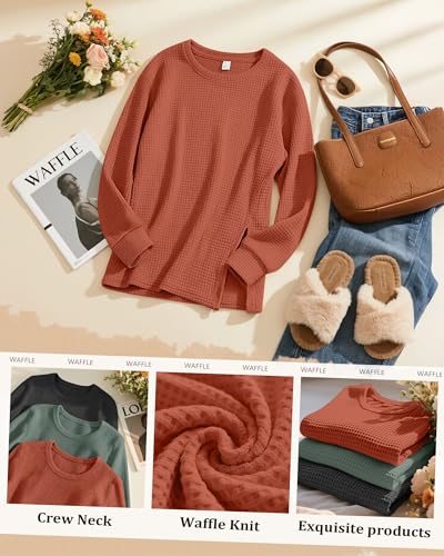 3 Pack Women's Maternity Waffle Knit Shirts - color: Caramel, Green, Dark Gray, size: Medium
