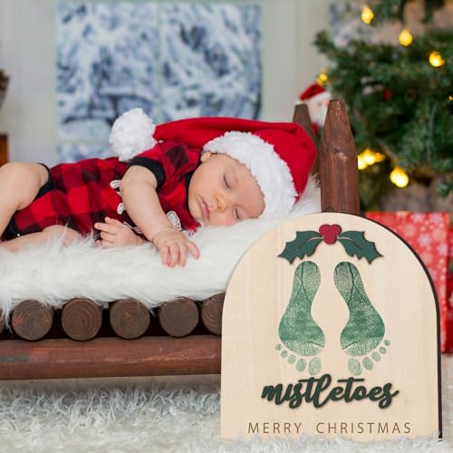 Beeveer Christmas Baby Footprint DIY Crafts Mistletoe, Classic - style: Classic