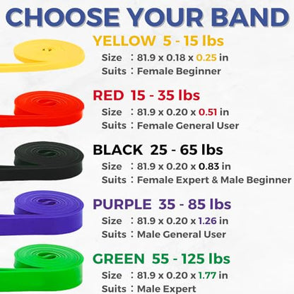 LEZER Resistance Bands - Pull Up Bands for Home Gym Fitness, Stretching, Physical Therapy & Training - Includes Instruction - color: 02 - Red