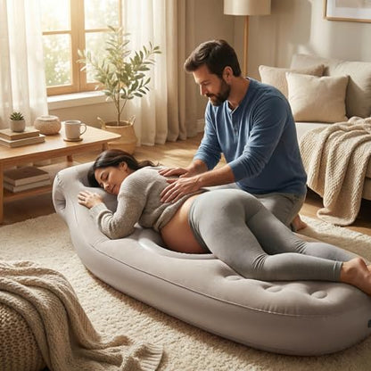 Inflatable Tummy Nest Pregnancy Pillow with Belly Hole (Gray) - color: Gray