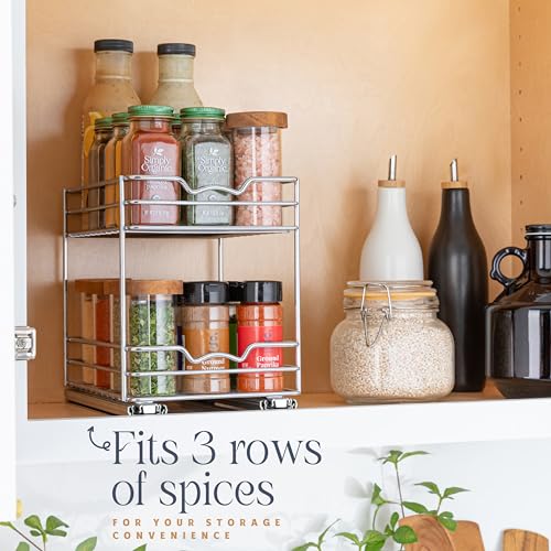 Pull Out Spice Rack for Cabinet, Spice Organizer 6-1/2"W x10-3/8"D x8-7/8"H - size: 6.5 Inch - Double