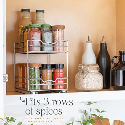 Pull Out Spice Rack for Cabinet, Spice Organizer 6-1/2"W x10-3/8"D x8-7/8"H - size: 6.5 Inch - Double