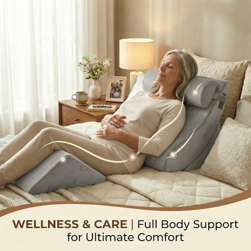 Axelrod 4PCS Orthopedic Bed Wedge Set — 21.8" Wide Foam Wedges, Grey - color: Grey-4pcs, size: 4 Pieces
