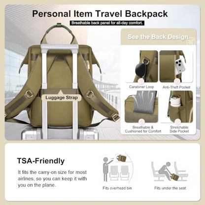 Lunch Backpack For Women, 15.6 Inch Laptop Backpack with Lunchbox - color: Armygreen