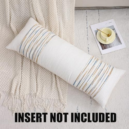 Boho Lumbar Throw Pillow Cover 14x36 Yellow Blue - color: Yellow-blue Stripe, size: 36" x 14" (Pack of 1)