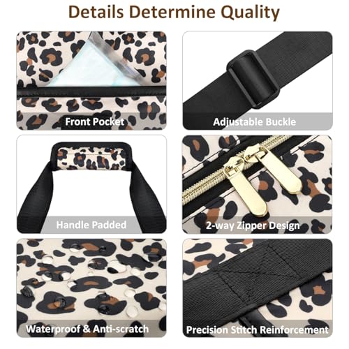 Capolo Expandable Travel Duffle Bag Weekender Overnight Bags for Women Men - color: Leopard, size: X-Large
