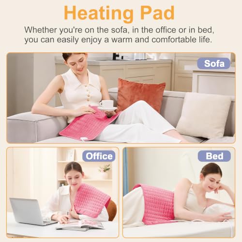 Heating Pad,Electric Heating Pads,Heating Pad for Back,Fuchsia,24x12 Inch - color: Fuchsia, size: 24x12 Inch