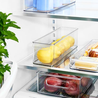 iDesign Stackable Fridge Storage Bin with Handle, Set of 6, Clear - style: Pack of 6