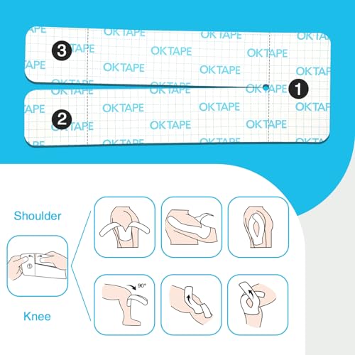OK TAPE Precut Y-Shape Kinesiology Tape for Shoulder, Knee, Back, 10 Pcs - color: Blue
