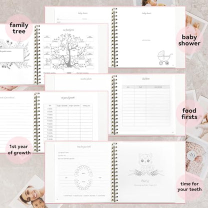1DOT2 Timeless First 5 Years Keepsake Baby Memory Book for Boy or Girl - color: Pink