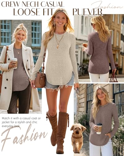 3 Pack Maternity Shirts Pregnancy Sweaters Tunic Tops - color: Apricot, Coffee, Brown, size: Small