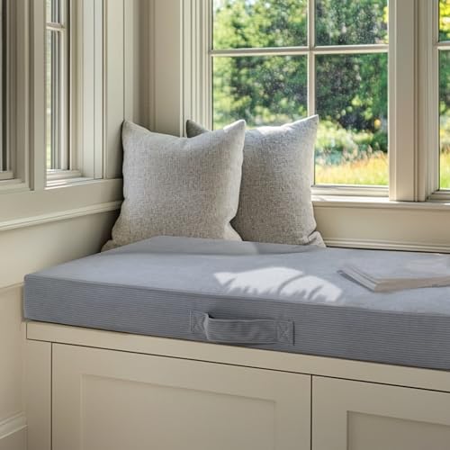 16x48x3 Inch Seat Cushion Extra Thick Memory Foam - Premium Support for Bay Window Benches, Floor Seating, Reading Nooks, Tatami Mats & Indoor Furniture, Soft Gray Washable Cover - color: Gray, size: 16*48*3inch