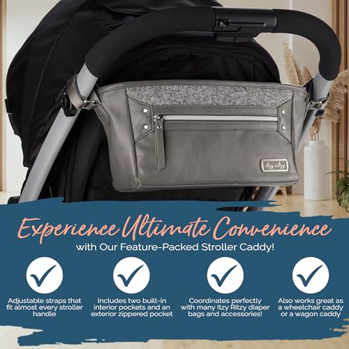 Itzy Ritzy Adjustable Stroller Caddy and Organizer Bag Featuring Front Zippered Pocket, 2 Built-In Interior Pockets & Adjustable Straps to Fit Nearly Any Stroller (Grayson) - color: Grayson