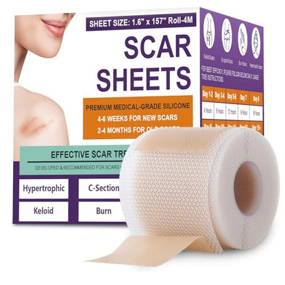 Silicone Scar Sheets, Medical Grade Silicone Scar Tape for Old & New Scars - size: 4M