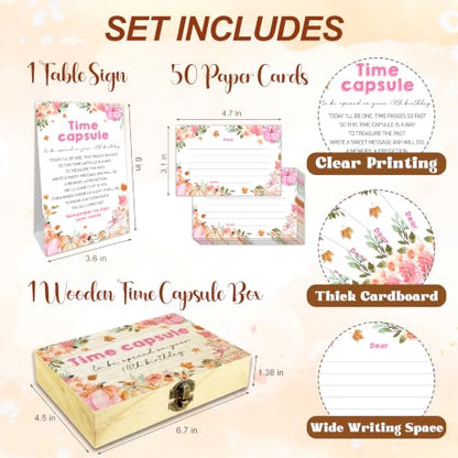 Baby Time Capsule Box Kit, Pink Fall Pumpkin Time Capsule Cards (B09) - style: Pink Fall Pumpkin Floral